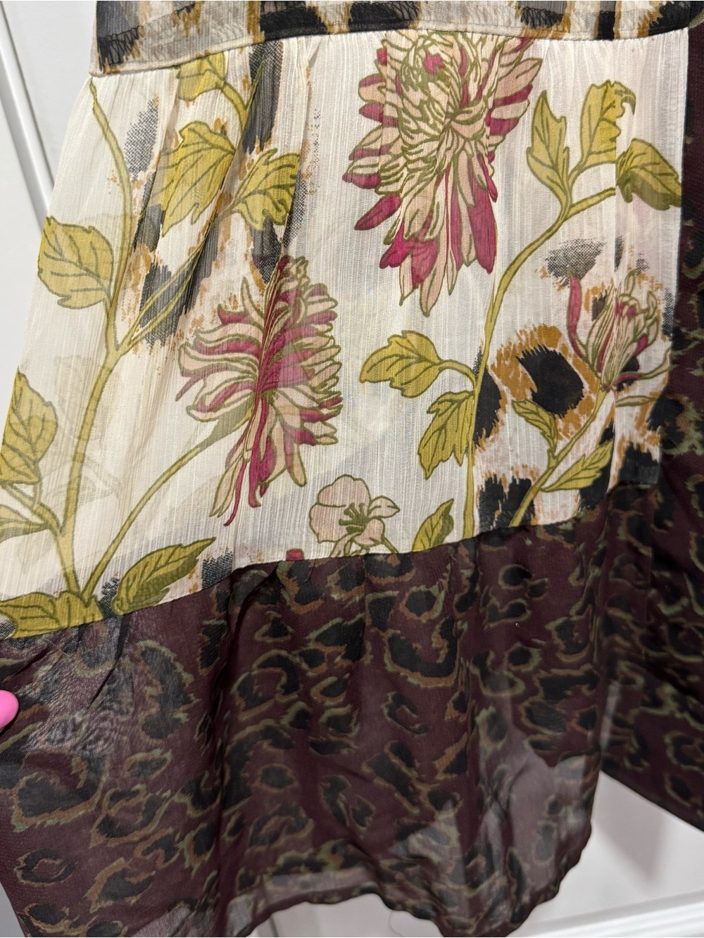 Vince Camuto Floral & Leopard Print Kimono Robe in Cream and Brown - Picture 6 of 12